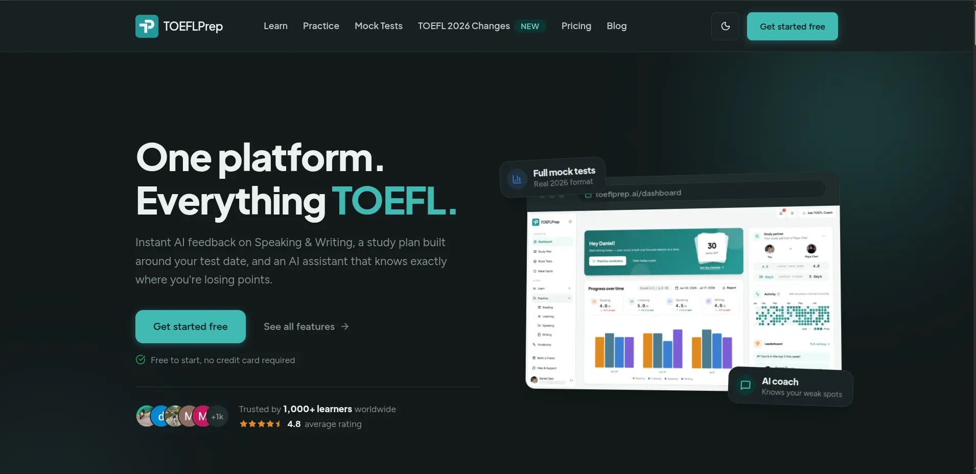 TOEFLPrep.ai screenshot